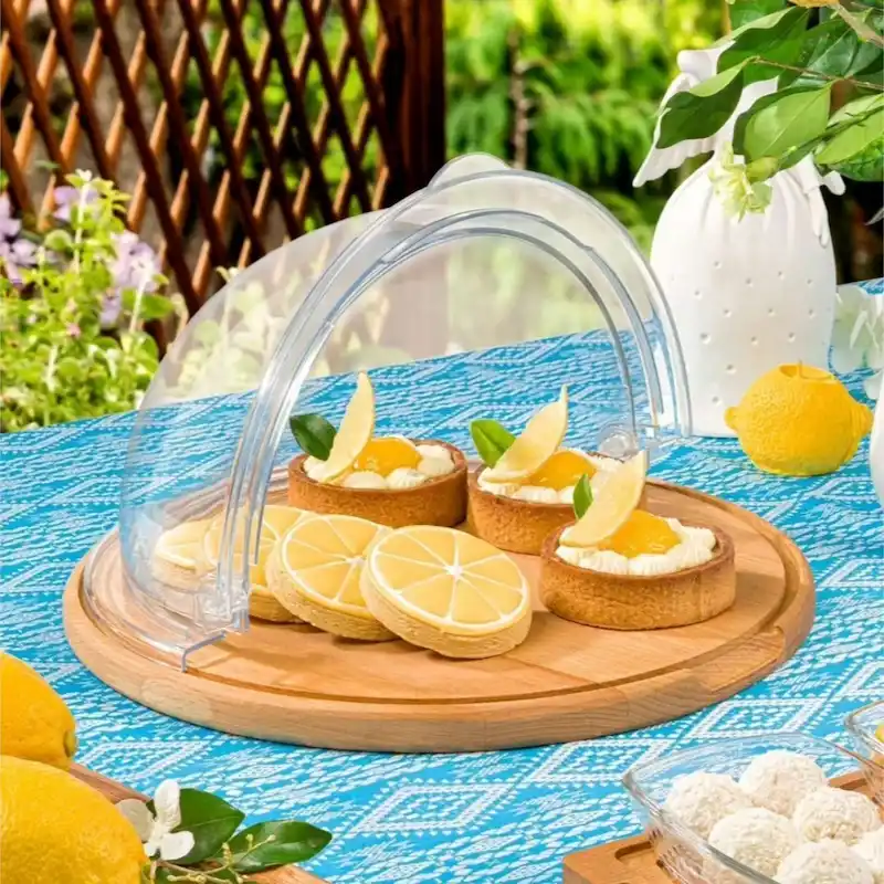 ظرف سرو کیک کفه چوبی 38 سانتی لیمون
