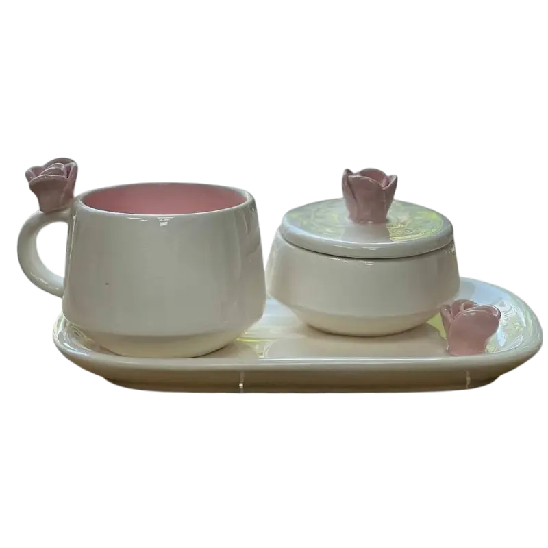 ست چای خوری 1 نفره سرامیکی مدل پاپیونی