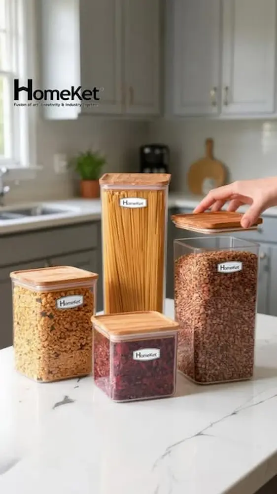 جا حبوباتی مربع درب چوبی سایز 1 آراگل هوم کت