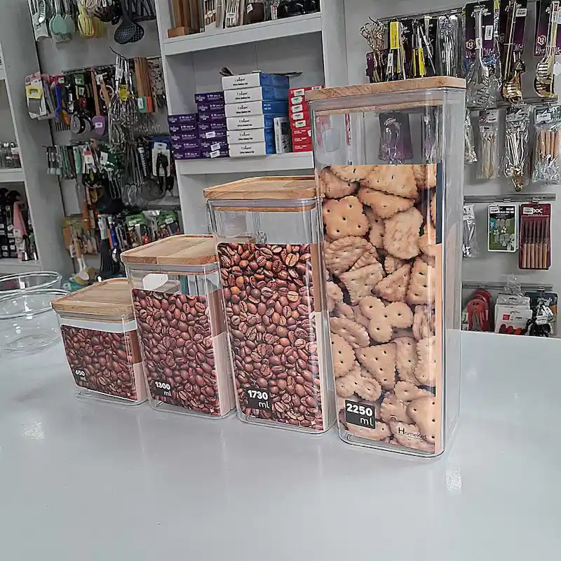 جا حبوباتی مربع درب چوبی سایز 1 آراگل هوم کت